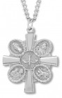 Men's Sterling Silver Unique Two Sided 5 Way Cross Necklace with Chain Options