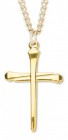 Men's 14kt Gold Over Sterling Silver Nail Cross Necklace + 24 Inch Gold Plated Endless Chain