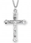 Women's or Boy's Crucifix Necklace with Beaded Border, Sterling Silver with Chain