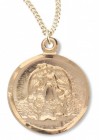 Women's 14kt Gold Plated Round Guardian Angel Necklace + 18 Inch Gold Plated Chain &amp; Clasp