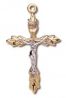 Women's 14kt Gold Over Sterling Silver Two-tone Wheat Sheaf Tip Crucifix + 18 Inch Gold Plated Brass Chain