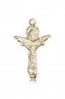 Trinity Crucifix Pendant, 14 Karat Gold