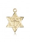Star of David with Cross Pendant, 14 Karat Gold
