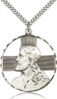 Christ Profile Necklace, Sterling Silver