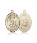 Guardian Angel Navy Medal, 14 Karat Gold, Large