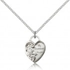 Guardian Angel Heart Medal, Sterling Silver