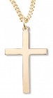 Women's or Boy's 14kt Gold Over Sterling Silver Plain Cross Necklace + 20 Inch Gold Plated Chain &amp; Clasp