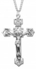 Men's Sterling Silver Matte Satin Finish IHS Crucifix Necklace with Chain Options