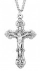 Men's Sterling Silver Fancy Scroll Crucifix Necklace with Chain Options
