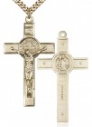 St. Benedict Crucifix Pendant, Gold Filled