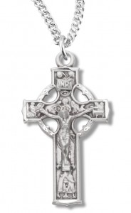 Women's Sterling Silver Celtic Crucifix Necklace with Chain Options [HMR1023]