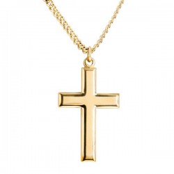Men's Gold Filled Beveled Edge Cross Pendant [BL5381]