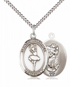 Girl's Pewter Oval St. Christopher Dance Medal [BLPW572]