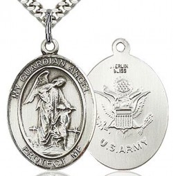 Guardian Angel Army Medal, Sterling Silver, Large [BL0079]