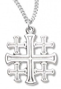 Women's Jerusalem Cross Necklace, Sterling Silver with Chain Options [HMR0839]