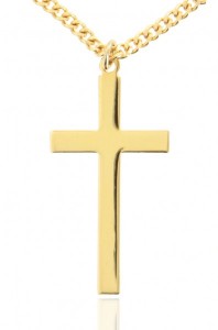 Men's High Polish Classic Plain 16k Gold Plated Cross Necklace [HMG0010]