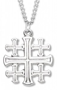 Men's Jerusalem Cross Necklace, Sterling Silver with Chain Options [HMR0840]