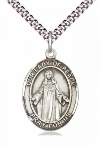Men's Pewter Oval Our Lady of Peace Medal [BLPW246]