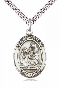 Men's Pewter Oval St. Catherine of Siena Medal [BLPW016]