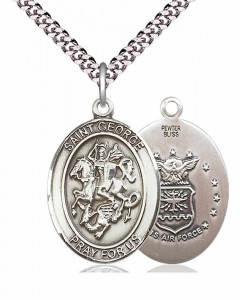 Men's Pewter Oval St. George Air Force Medal [BLPW052]