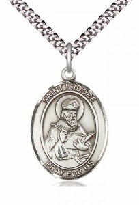 Men's Pewter Oval St. Isidore of Seville Medal [BLPW065]