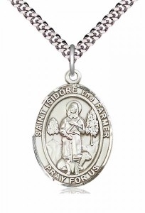 Men's Pewter Oval St. Isidore the Farmer Medal [BLPW275]