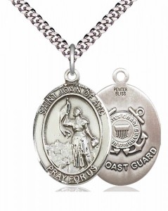 Men's Pewter Oval St. Joan of Arc  Coast Guard Medal [BLPW072]