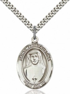 Men's Pewter Oval St. Maria Faustina Medal [BLPW090]