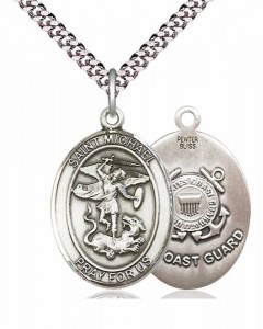 Men's Pewter Oval St. Michael Coast Guard Medal [BLPW101]
