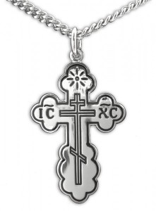 Women or Teen Orthodox Cross Necklace, Sterling Silver Medal with Chain [HMR0994]