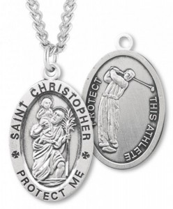 Oval Boy's St. Christopher Golf Necklace With Chain [HMS1019]