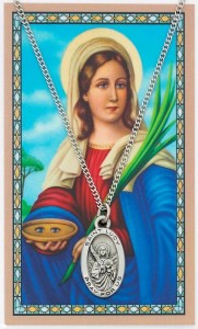 Oval St. Lucy Medal and Prayer Card Set [MPC0005]