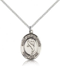 St. Christopher Martial Arts Medal, Sterling Silver, Medium [BL1303]