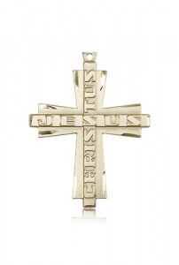 Jesus Christus Cross Pendant, 14 Karat Gold [BL6730]