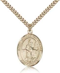 St. Isidore the Farmer Medal, Gold Filled, Large [BL2127]