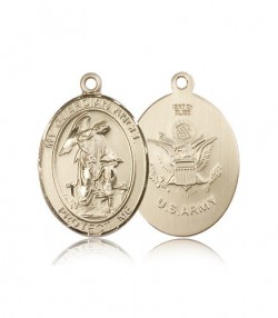 Guardian Angel Army Medal, 14 Karat Gold, Large [BL0073]