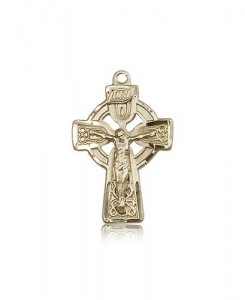 Celtic Crucifix Pendant, 14 Karat Gold [BL6448]