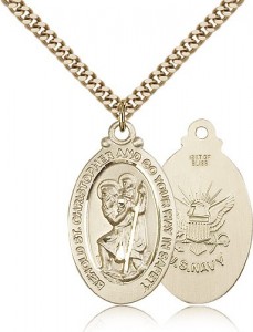 St. Christopher Navy Medal, Gold Filled [BL5914]