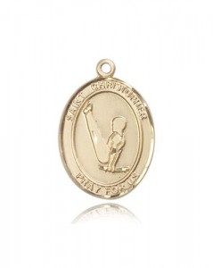 St. Christopher Gymnastics Medal, 14 Karat Gold, Large [BL1254]
