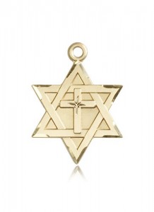 Star of David with Cross Pendant, 14 Karat Gold [BL5155]
