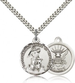 Navy Guardain Angel Medal, Sterling Silver [BL4444]