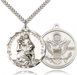 St. Christopher Army Medal, Sterling Silver [BL4255]