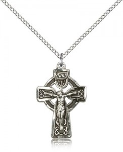 Celtic Crucifix Pendant, Sterling Silver [BL6449]