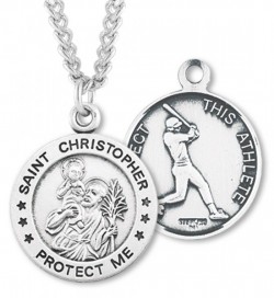 Round Men's St. Christopher Baseball Necklace With Chain [HMS1004]