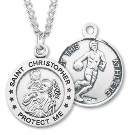 Round Men's St. Christopher Basketball Necklace With Chain [HMS1000]