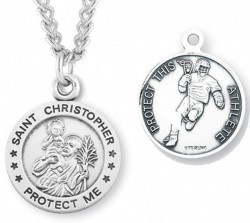 Round Men's St. Christopher Lacrosse Necklace With Chain [HMS1008]