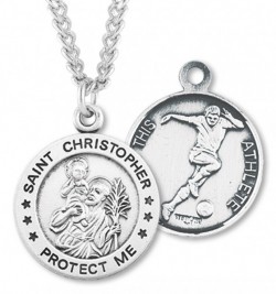 Round Men's St. Christopher Soccer Necklace With Chain [HMS1001]
