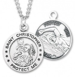 Round Boy's St. Christopher Swimming Necklace With Chain [HMS1010]