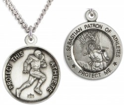 Round Men's St. Sebastian Football Necklace With Chain [HMS1040]