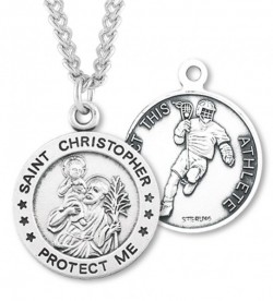 Round Boy's St. Sebastian Lacrosse Necklace With Chain [HMS1042]